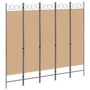 5-Panelni Pregrađivač Bež 200 x 180 cm Tkanina