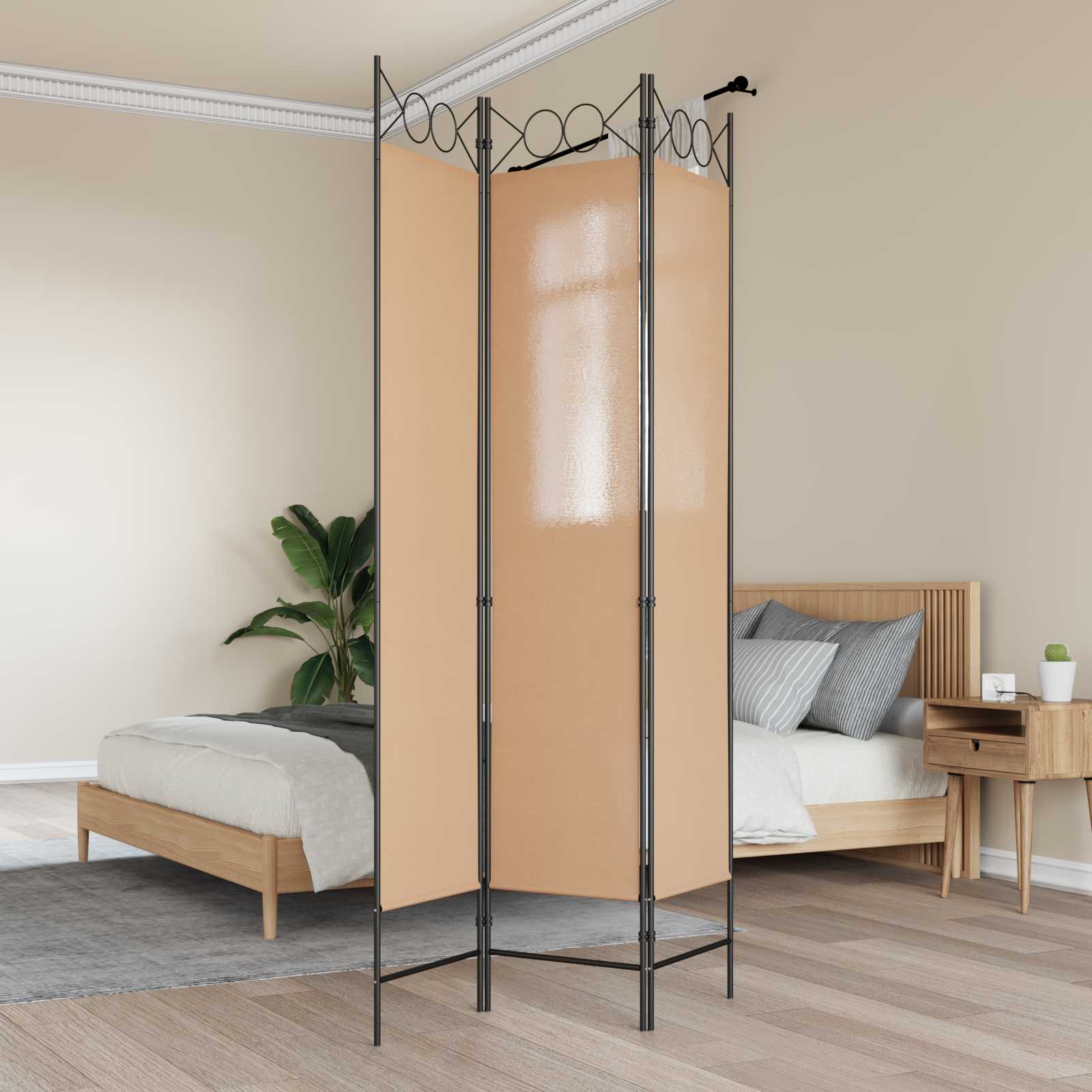 3-panelni pregradni zid Bež 120 x 200 cm Tkanina
