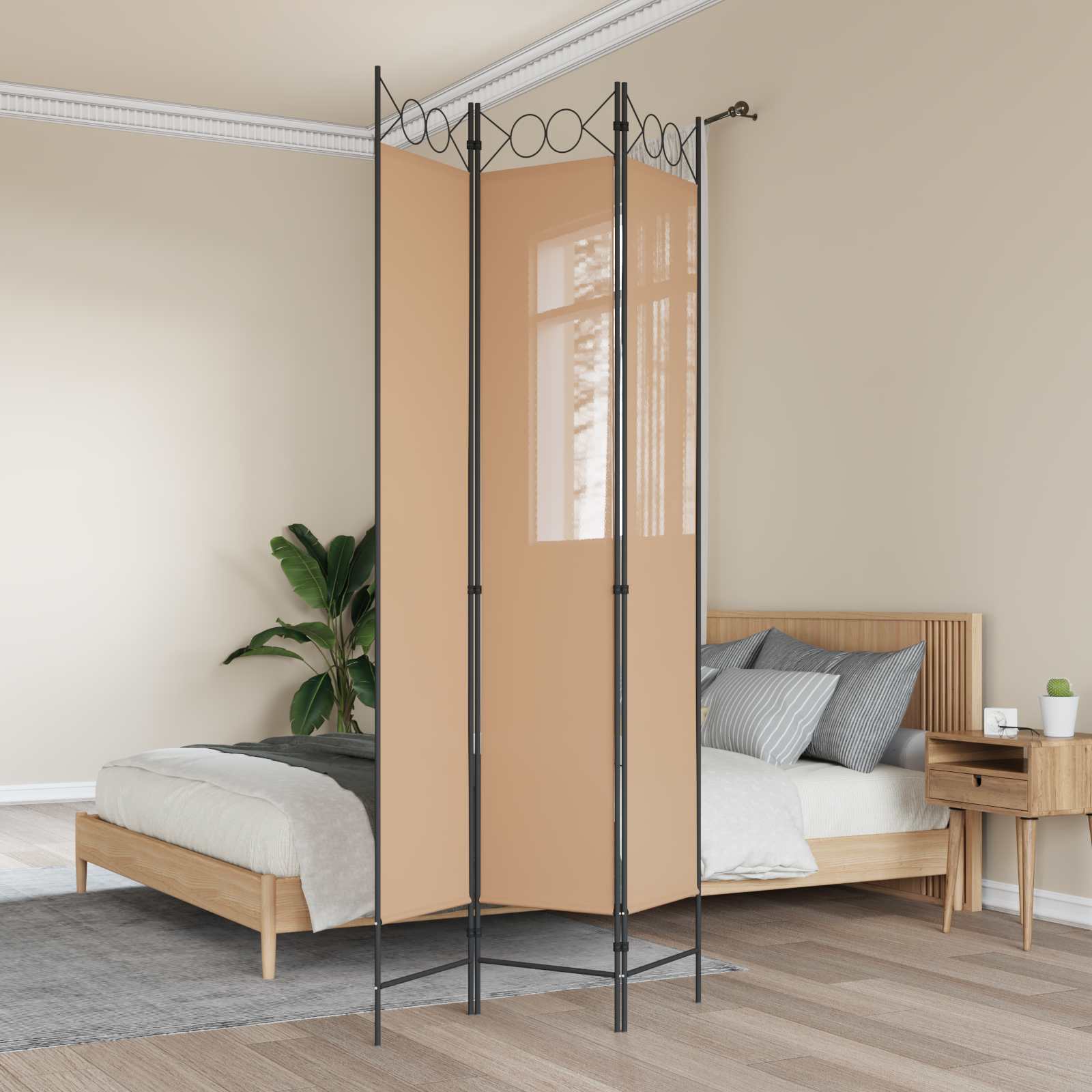 3-panelni pregradni zid Bež 120 x 220 cm Tkanina