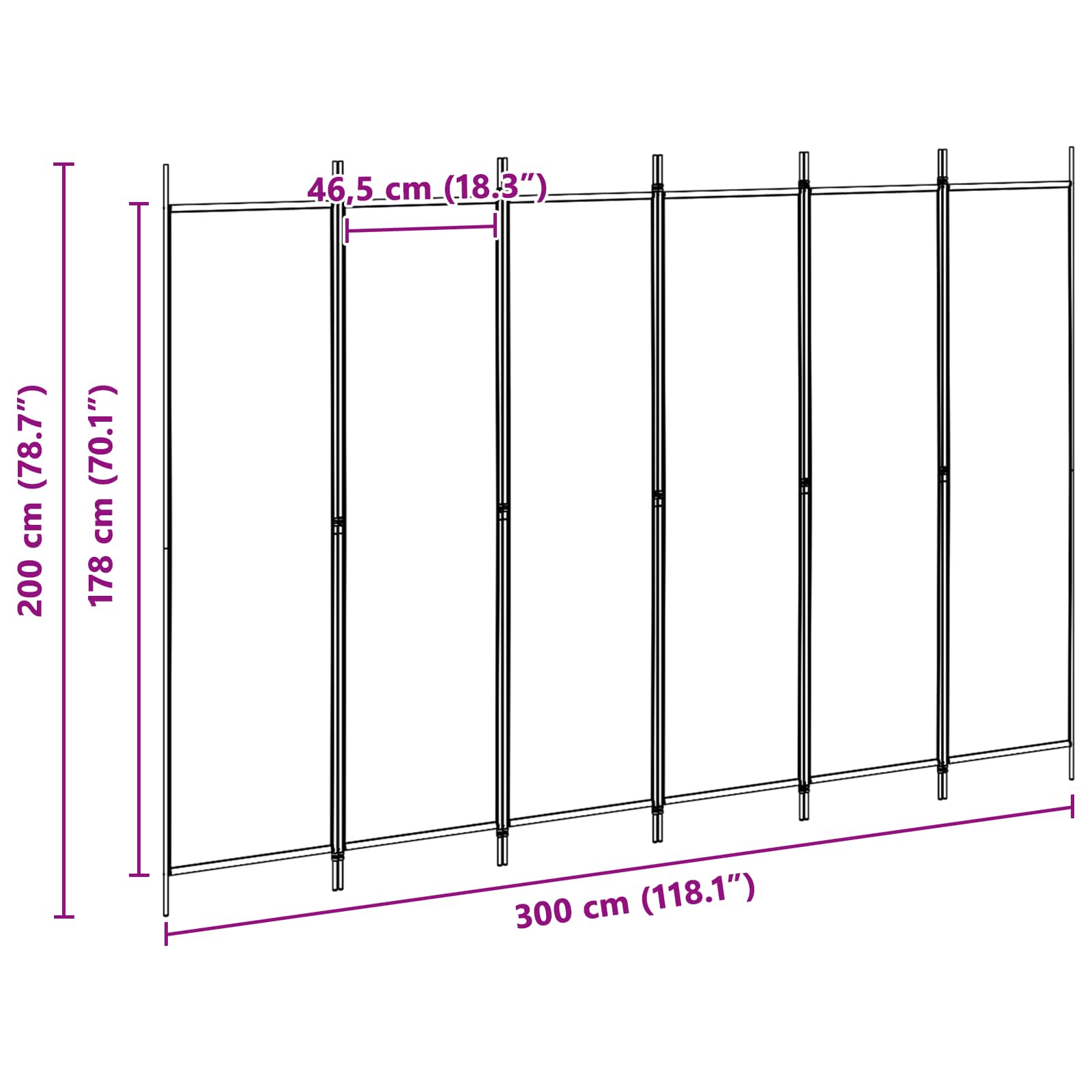 Razdjelnik prostora s 6 panela Bež 300 x 200 cm Tkanina