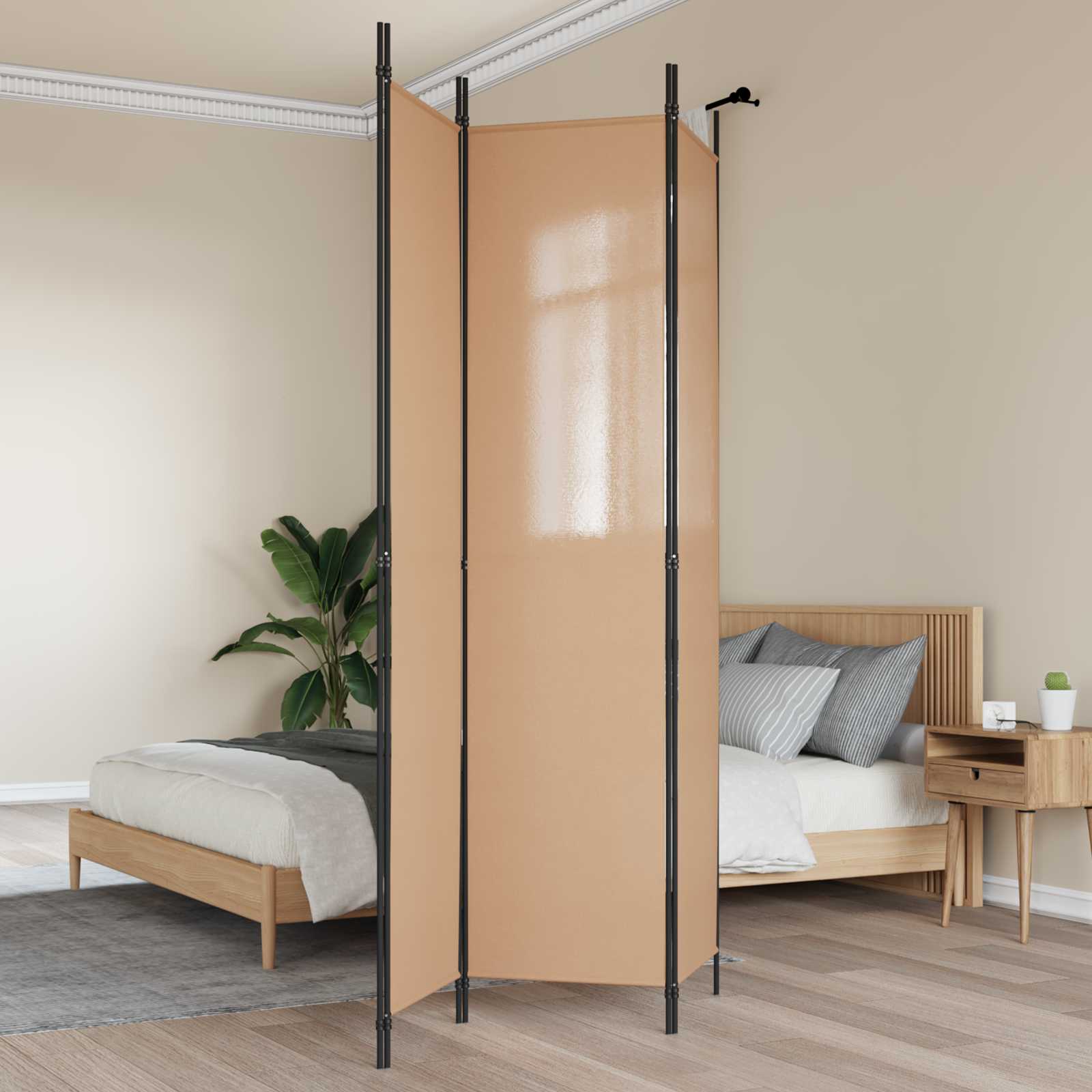 3-panelni pregradni zid Bež 150 x 220 cm Tkanina