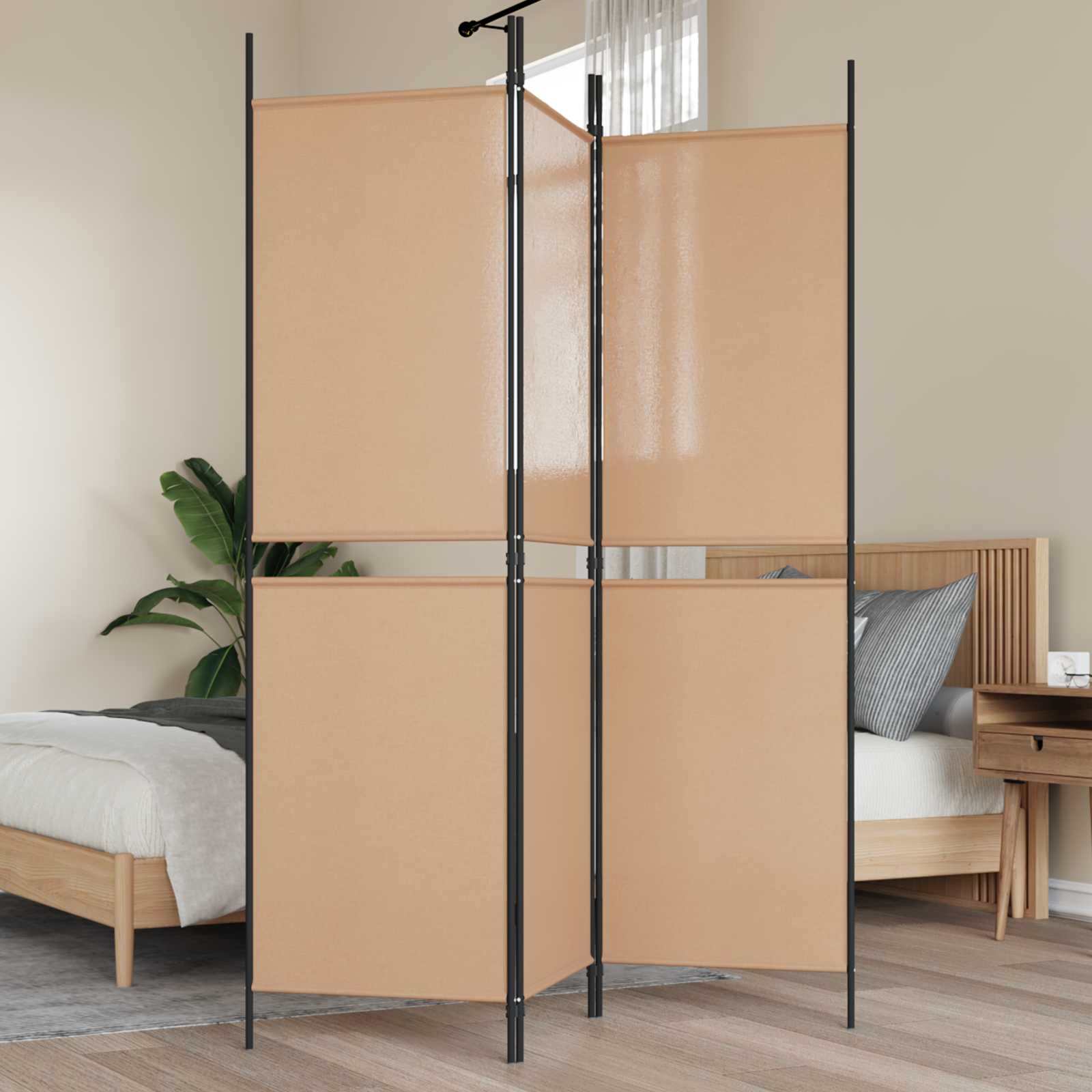 3-Panelni Pregradni Zid Bež 150 x 180 cm Tkanina
