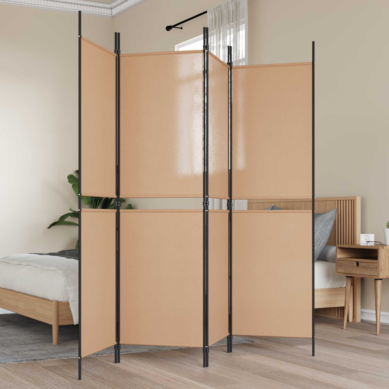 4-panelni pregradni zid Bež 200 x 180 cm Tkanina
