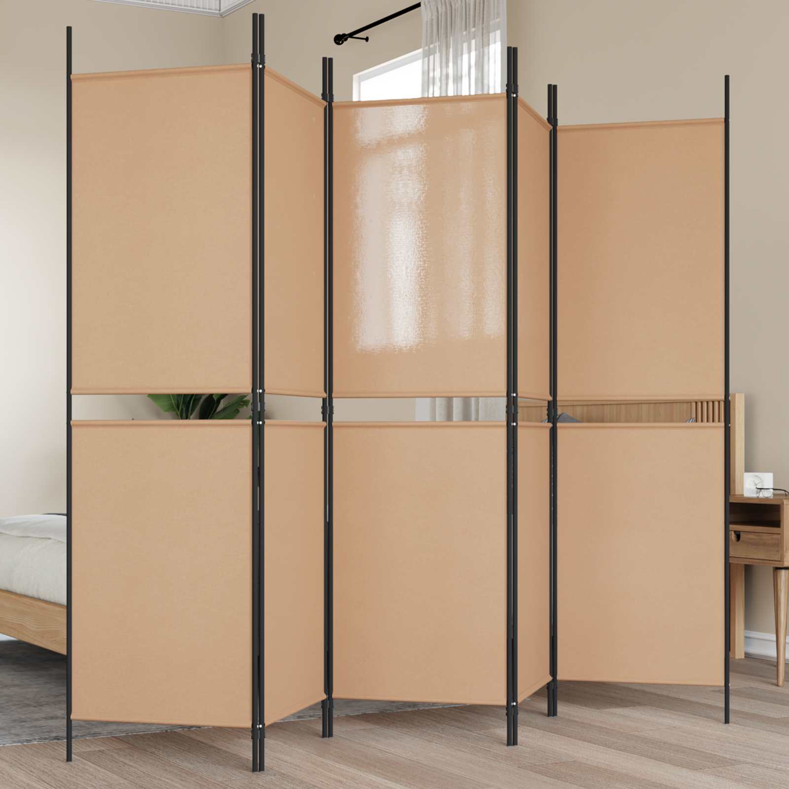 5-Panel Razdjelnik Bež 250 x 180 cm Tkanina