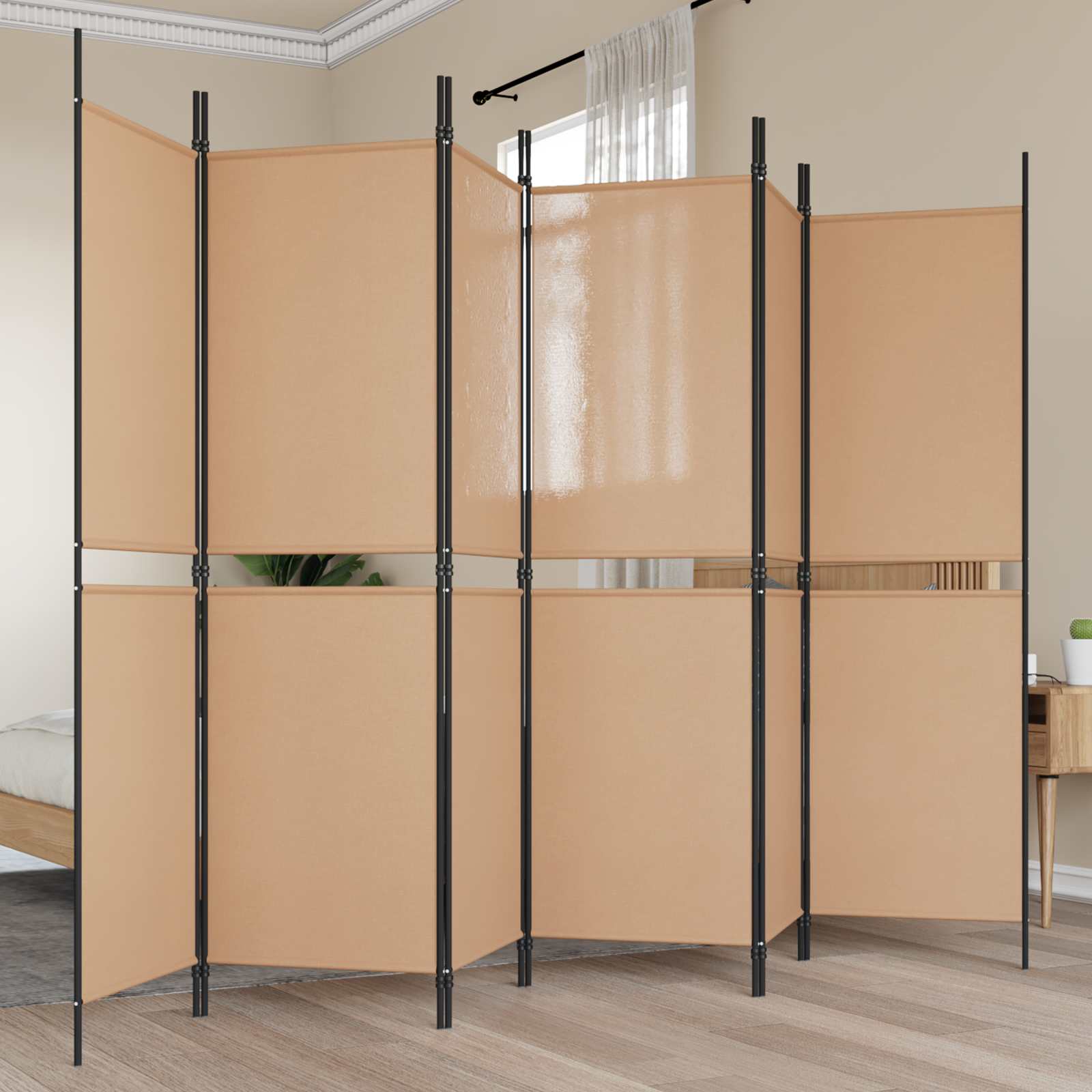 Razdjelnik prostora s 6 panela Bež 300 x 180 cm Tkanina