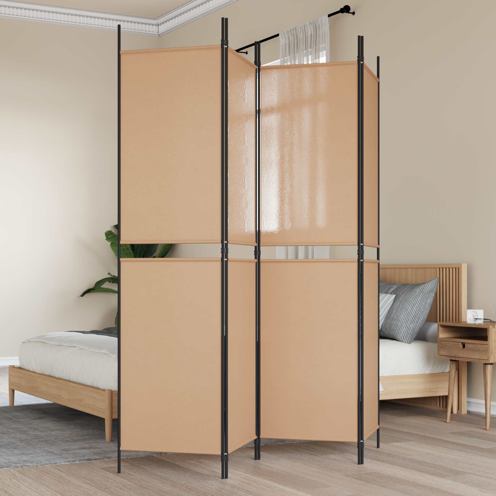 4-Panelski Paravan Bež 200 x 200 cm Tkanina