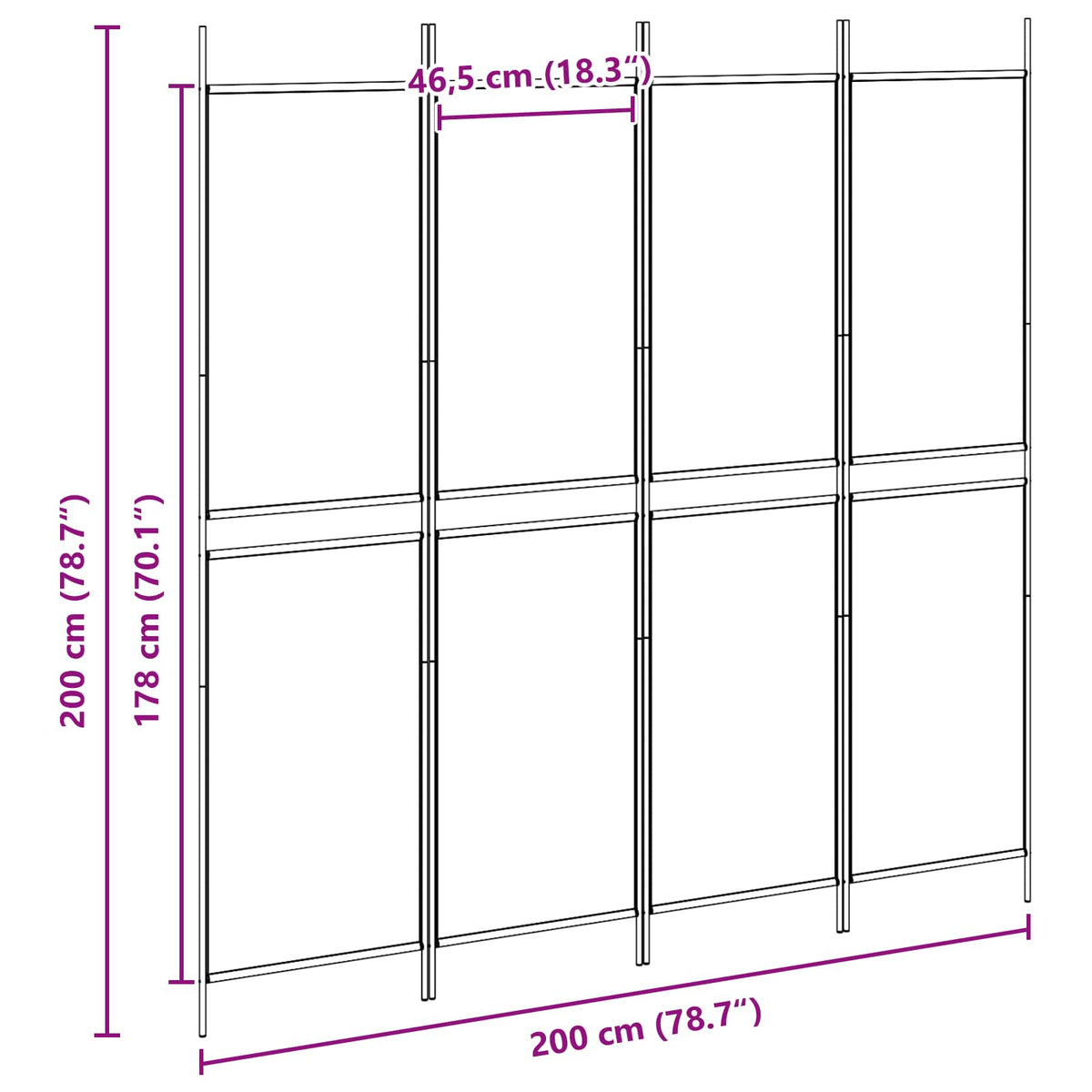 4-Panelski Paravan Bež 200 x 200 cm Tkanina