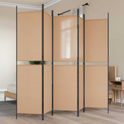 5-Panelni Pregrađivač Bež 250 x 200 cm Tkanina