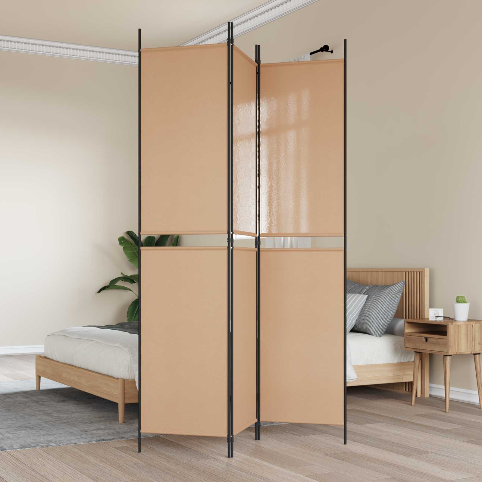 3-panelni pregradni zid Bež 150 x 220 cm Tkanina