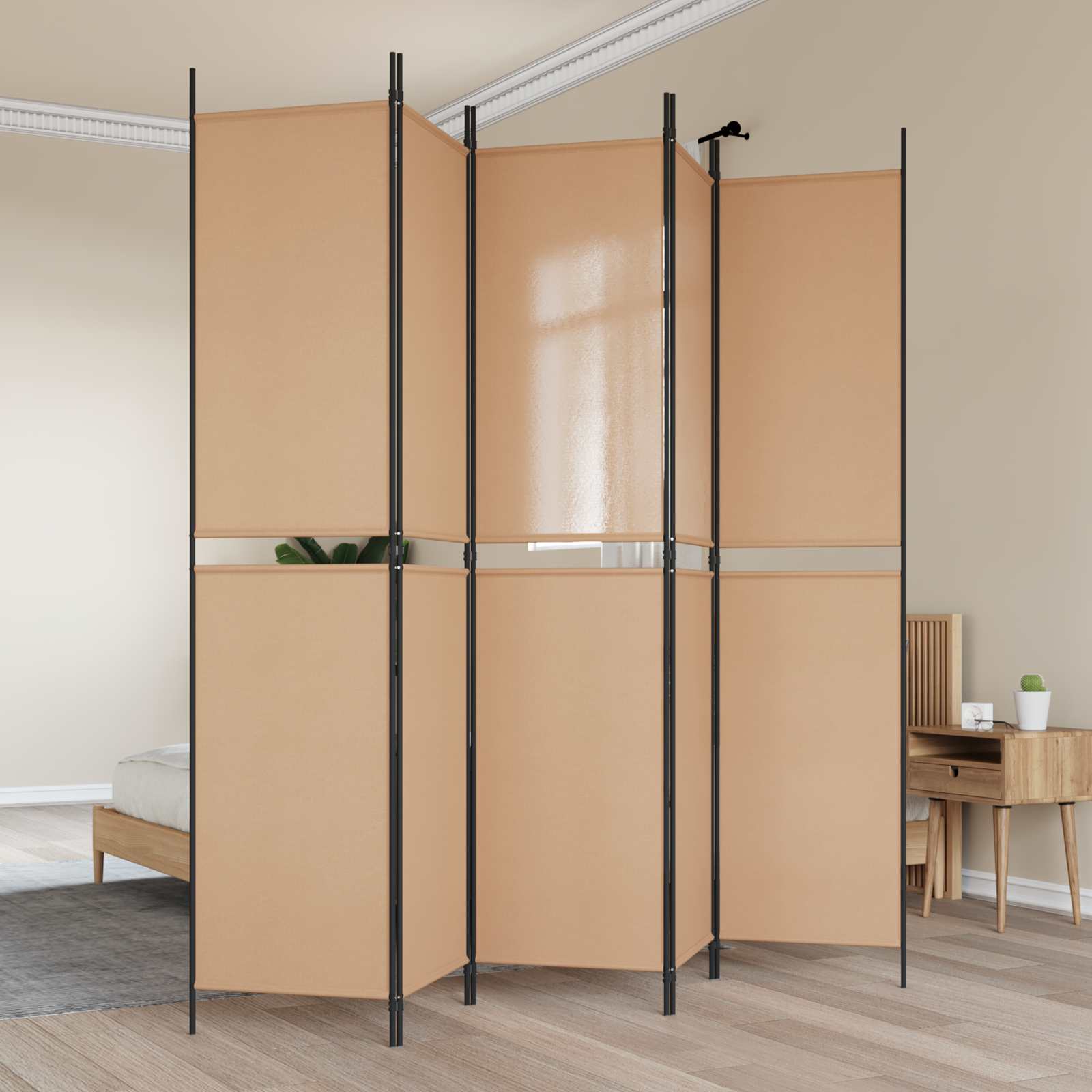 5-podijeljeni pregradni zid Bež 250 x 220 cm Tkanina