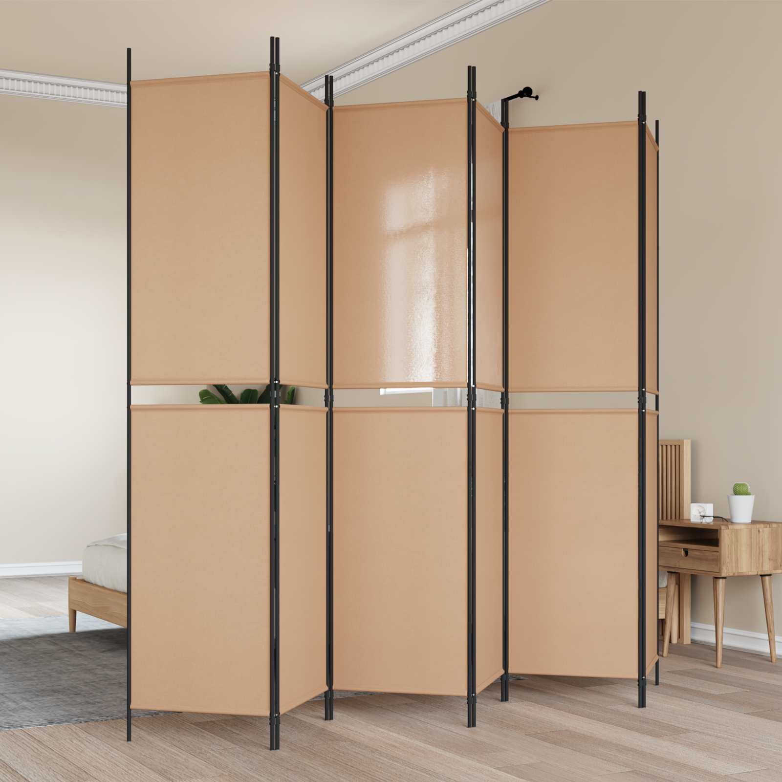 Razdjelnik prostora s 6 panela Bež 300 x 220 cm Tkanina
