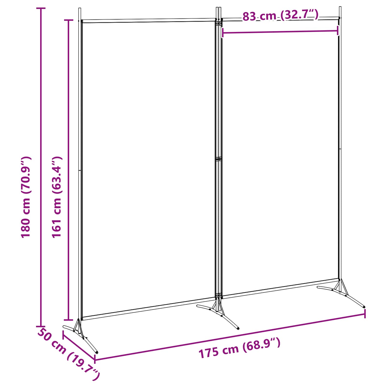 Pregrada sa 2 panela Bež 175 x 180 cm Tkanina
