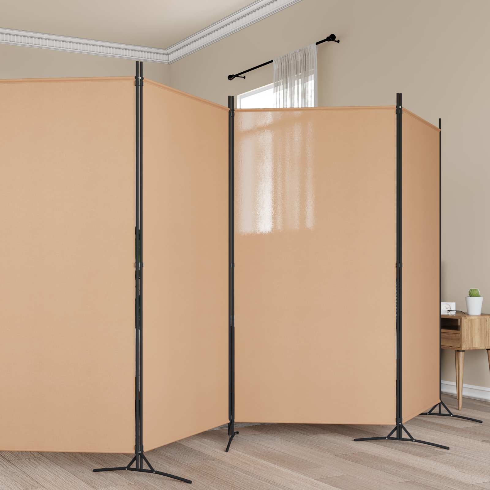 5-Panelni Pregrađivač Bež 433 x 180 cm Tkanina