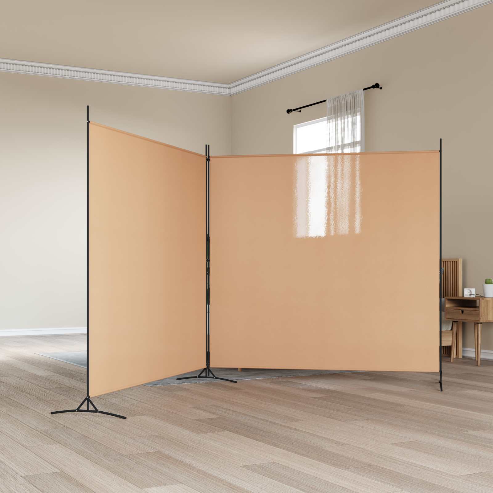 Pregrada sa 2 panela Bež 348 x 180 cm Tkanina