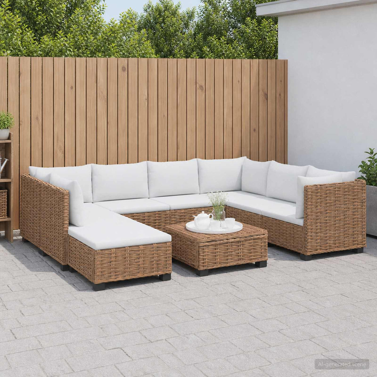 9 kom. Ratan Lounge Set s Jastucima GENDT Prirodni ratan