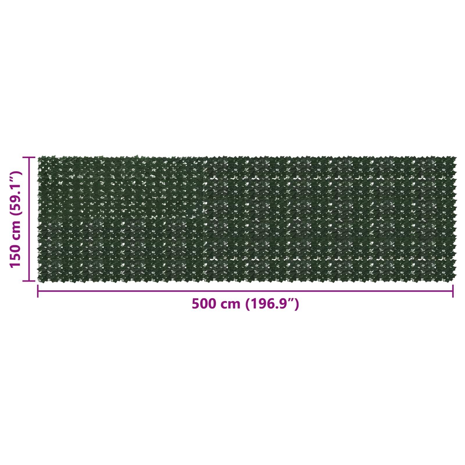 Zaslon za balkon s lišćem Tamnozelena 500 x 150 cm