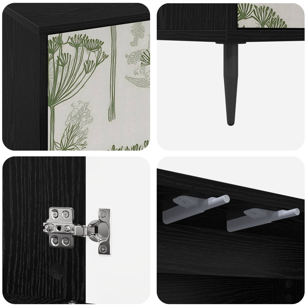Kreveta GOTHA Crni hrast 102 x 33 x 76 cm Konstruirano drvo
