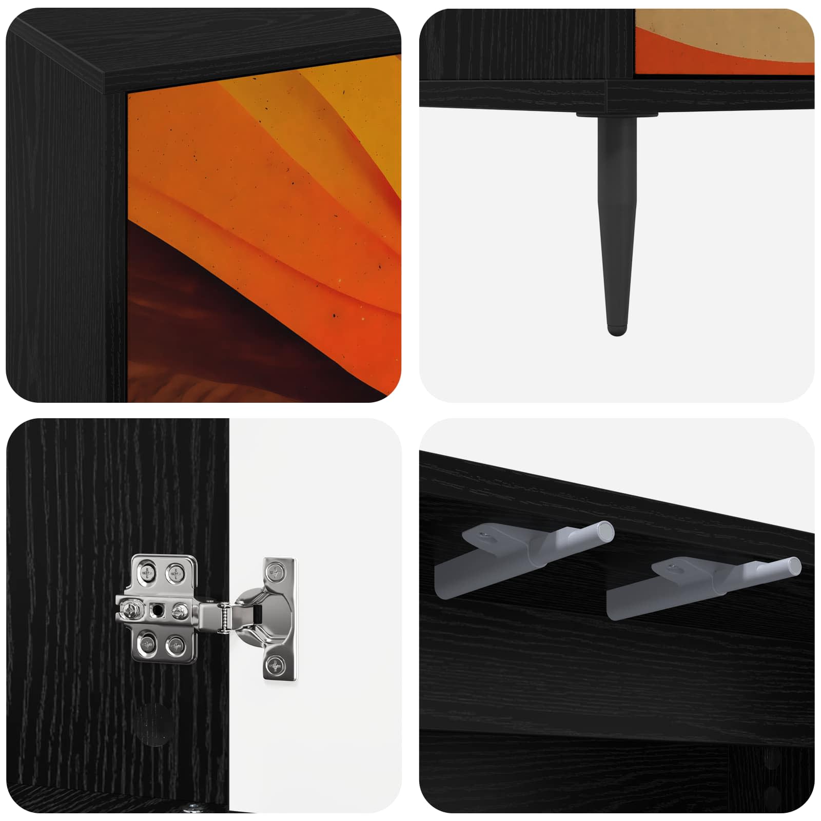 TV ormar BONN 69 x 33 x 50,5 cm Crni hrast Konstruirano drvo