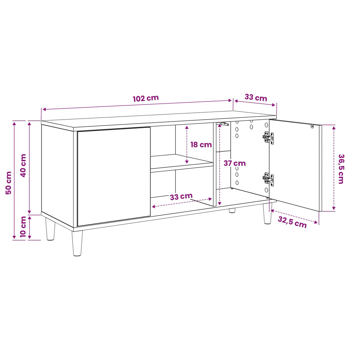 TV ormar BONN 102 x 33 x 50 cm Sonoma Konstruirano drvo