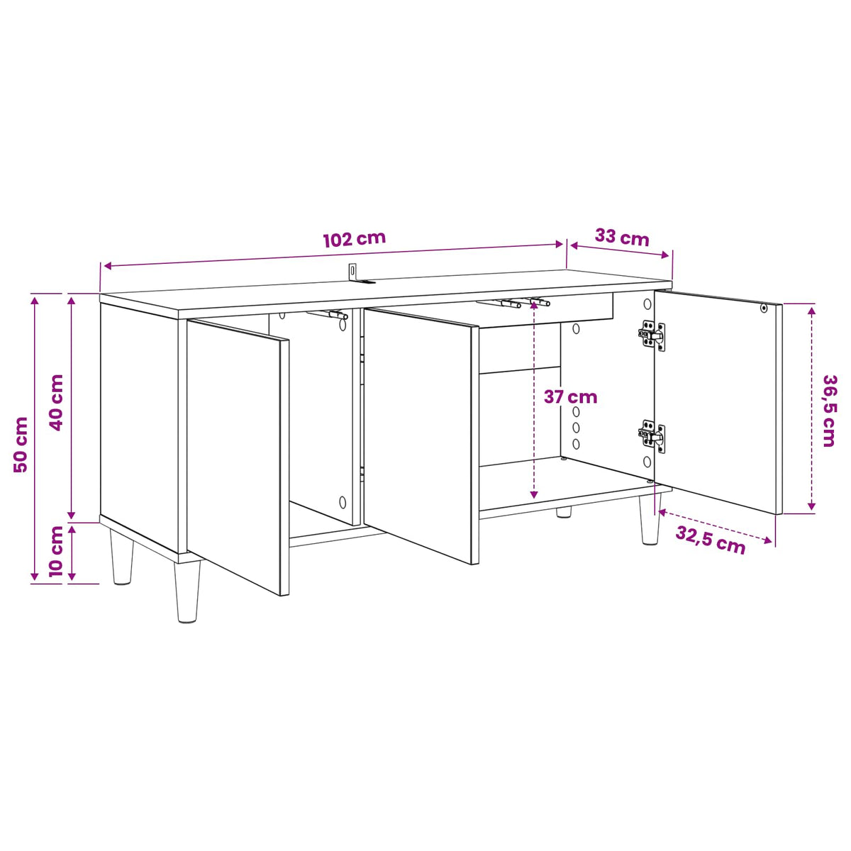 TV ormar BREMEN 102 x 33 x 50 cm Sonoma Konstruirano drvo