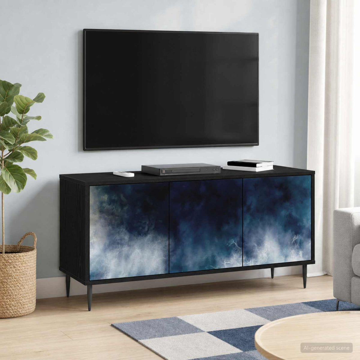 TV ormar RAALTE 102 x 33 x 51 cm Crni hrast Konstruirano drvo