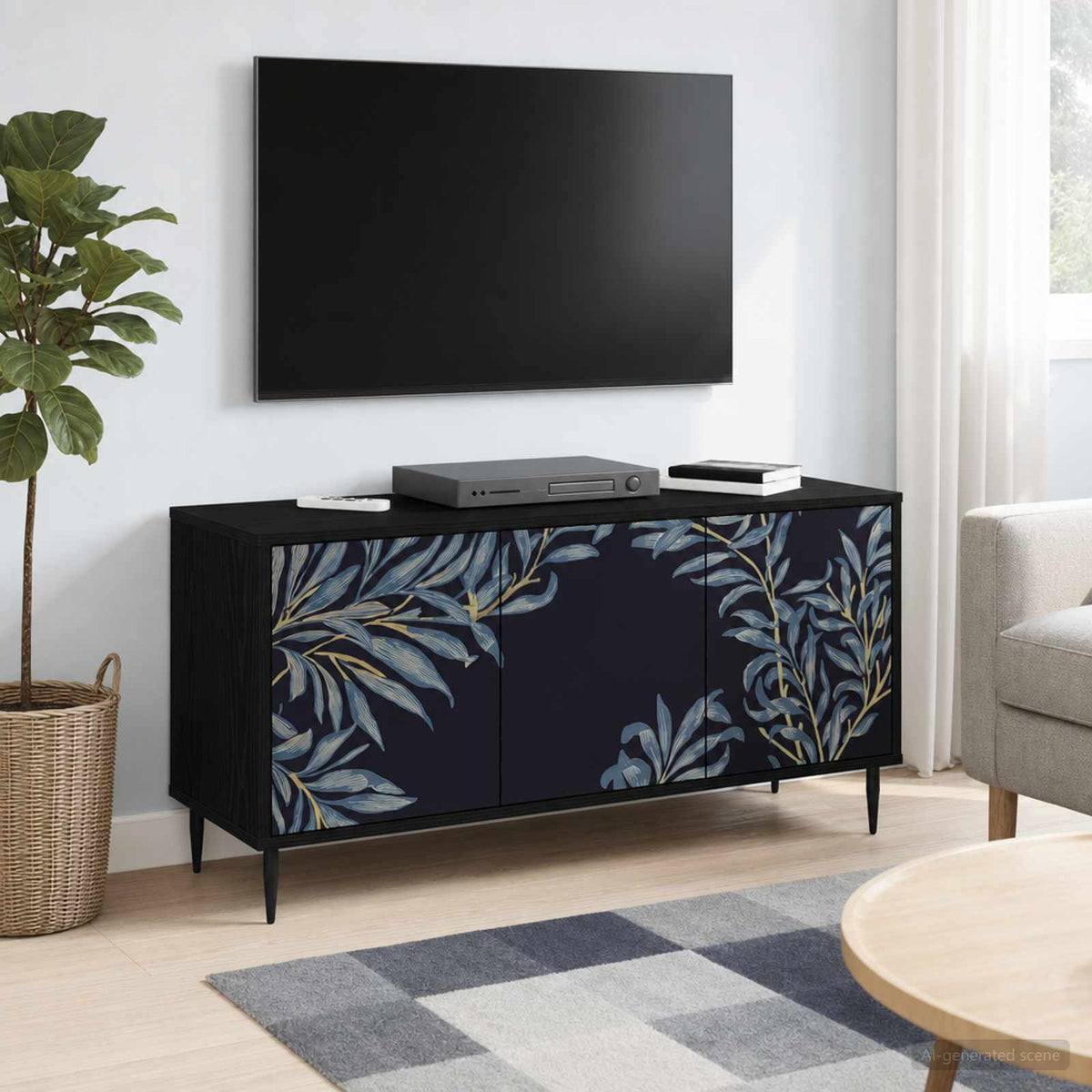TV ormar DOKKUM 102 x 33 x 51 cm Crni hrast Konstruirano drvo