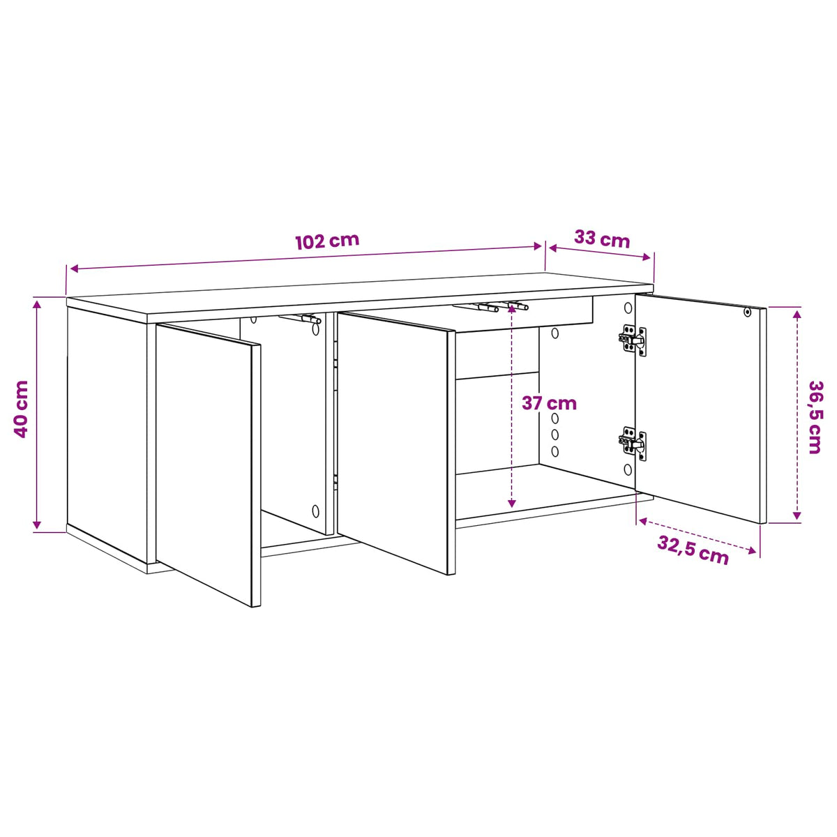 TV ormar za montažu na zid GENNEP 102 x 33 x 40 cm Hrast sonoma