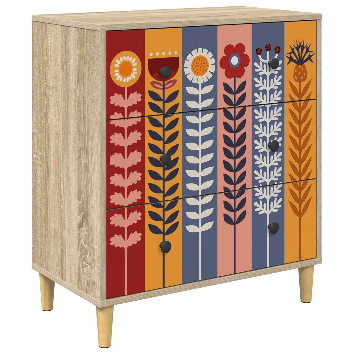 Komoda ESSEN Uzorak suncokreta 66 x 36,5 x 75 cm Sonoma