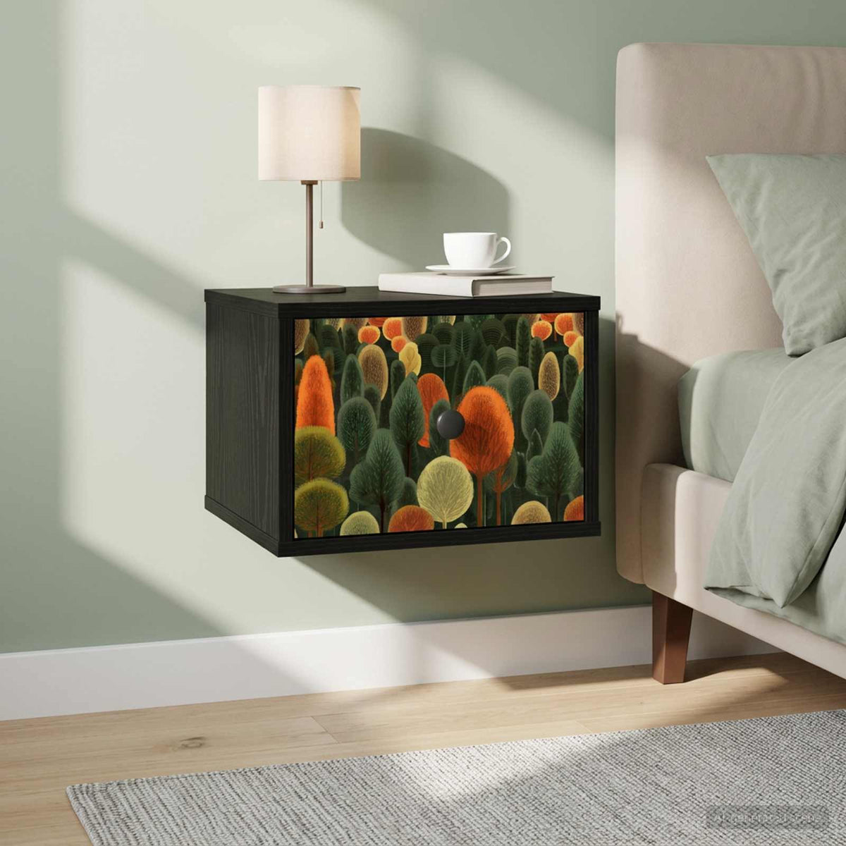 Wall-mounted noćni ormarić ZAANDAM Crni hrast 36 x 33 x 25 cm