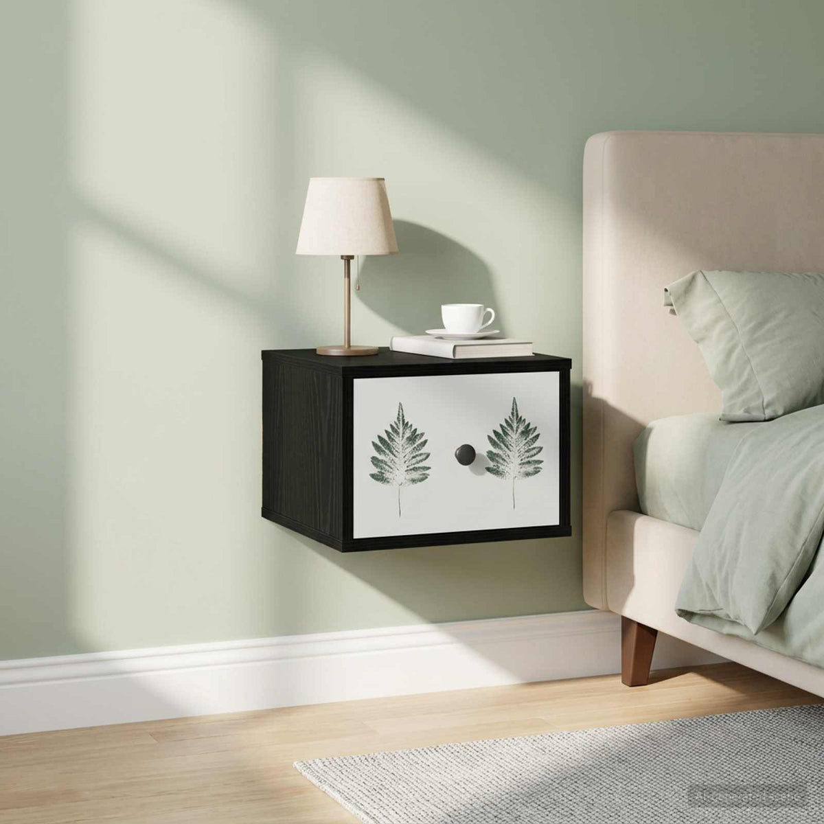 Wall-mounted noćni ormarić HANAU Crni hrast 36 x 33 x 25 cm