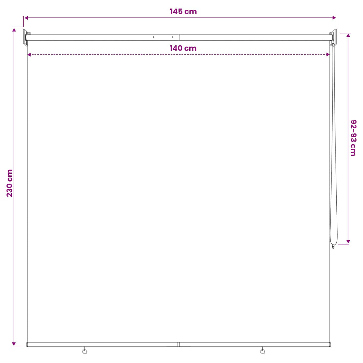 Roleta zaštita od UV zračenja Krem 140 x 230 cm Poliester