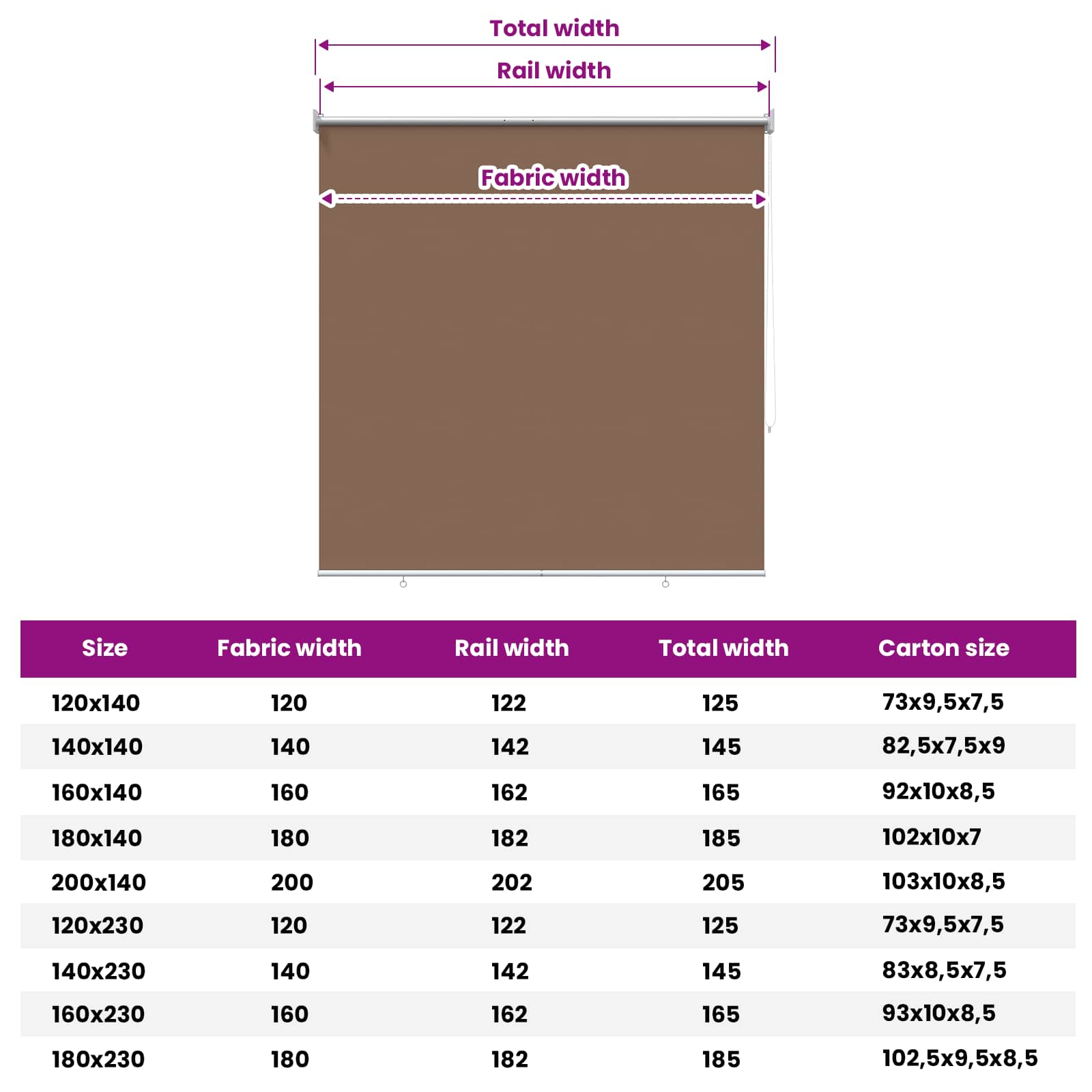 Roleta zaštita od UV zračenja Sivosmeđa 120 x 140 cm Poliester