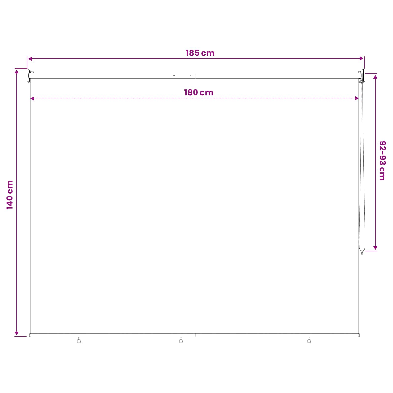 Roleta zaštita od UV zračenja Crna 180 x 140 cm Poliester