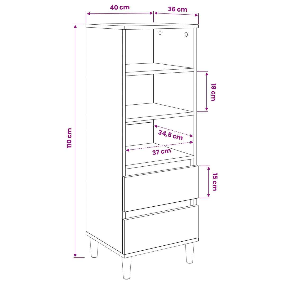 Highboard Staro drvo 40 x 36 x 110 cm Konstruirano drvo