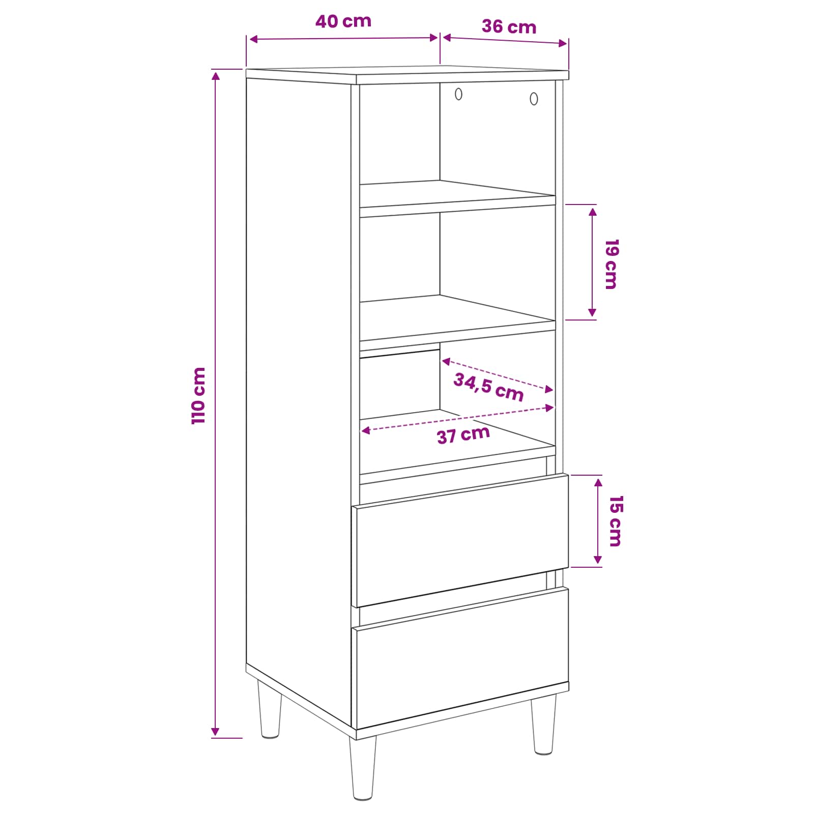 Highboard Hrast artisan 40 x 36 x 110 cm Konstruirano drvo