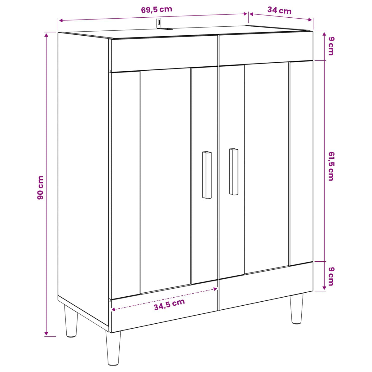 Kreveta Crni hrast 69,5 x 34 x 90 cm Konstruirano drvo