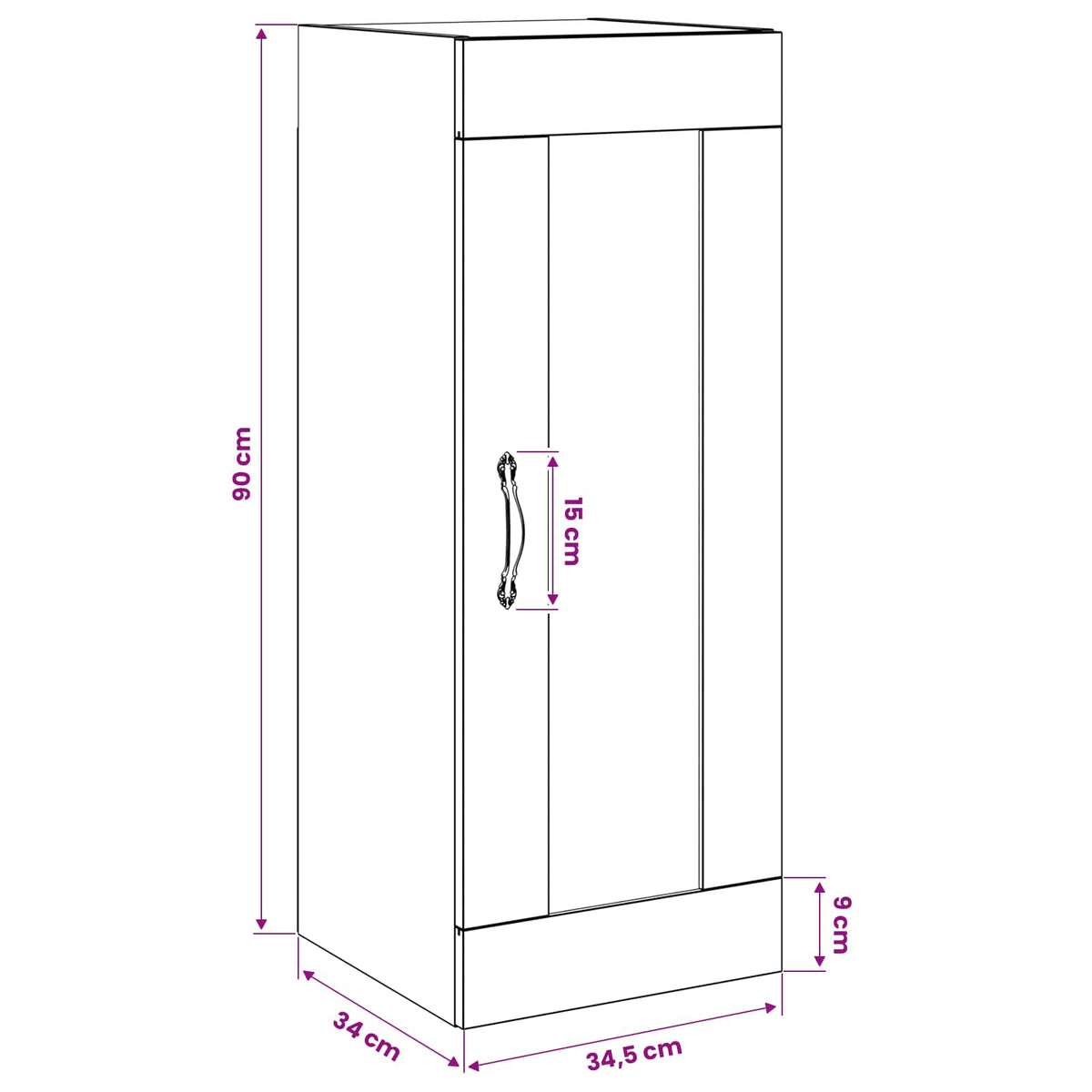 Ormar za Zid Crni hrast 34,5 x 34 x 90 cm Konstruirano drvo