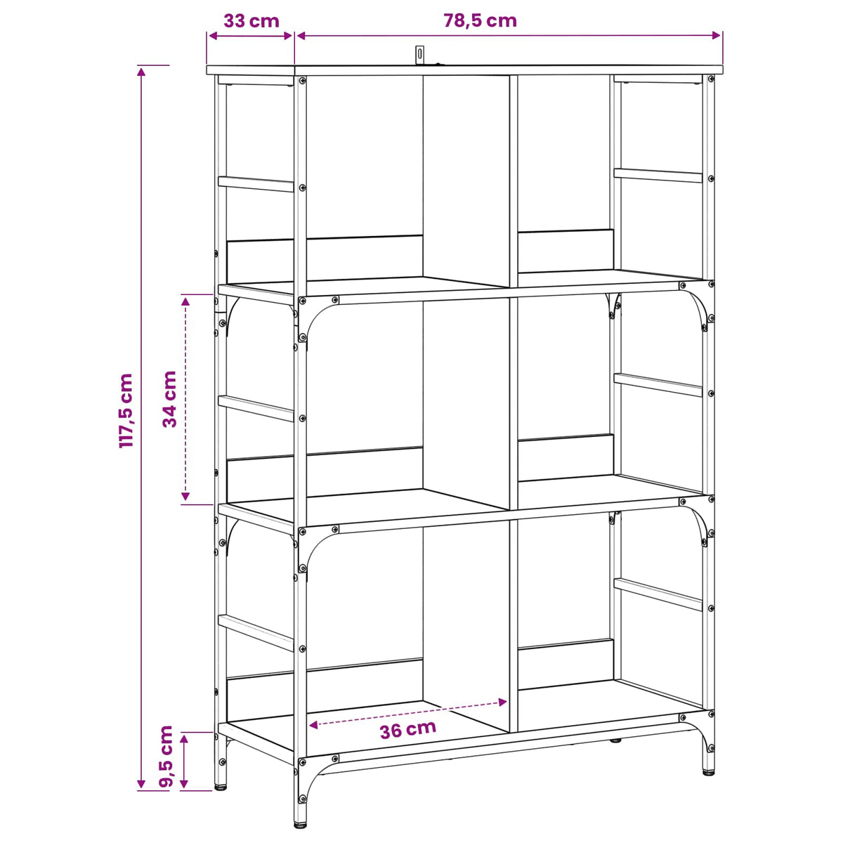 Polica Staro drvo 78,5 x 33 x 117,5 cm metal PB