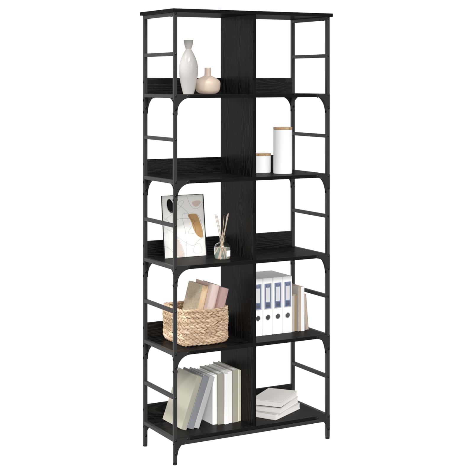 Polica Crni hrast 78,5 x 33 x 188,5 cm metal PB