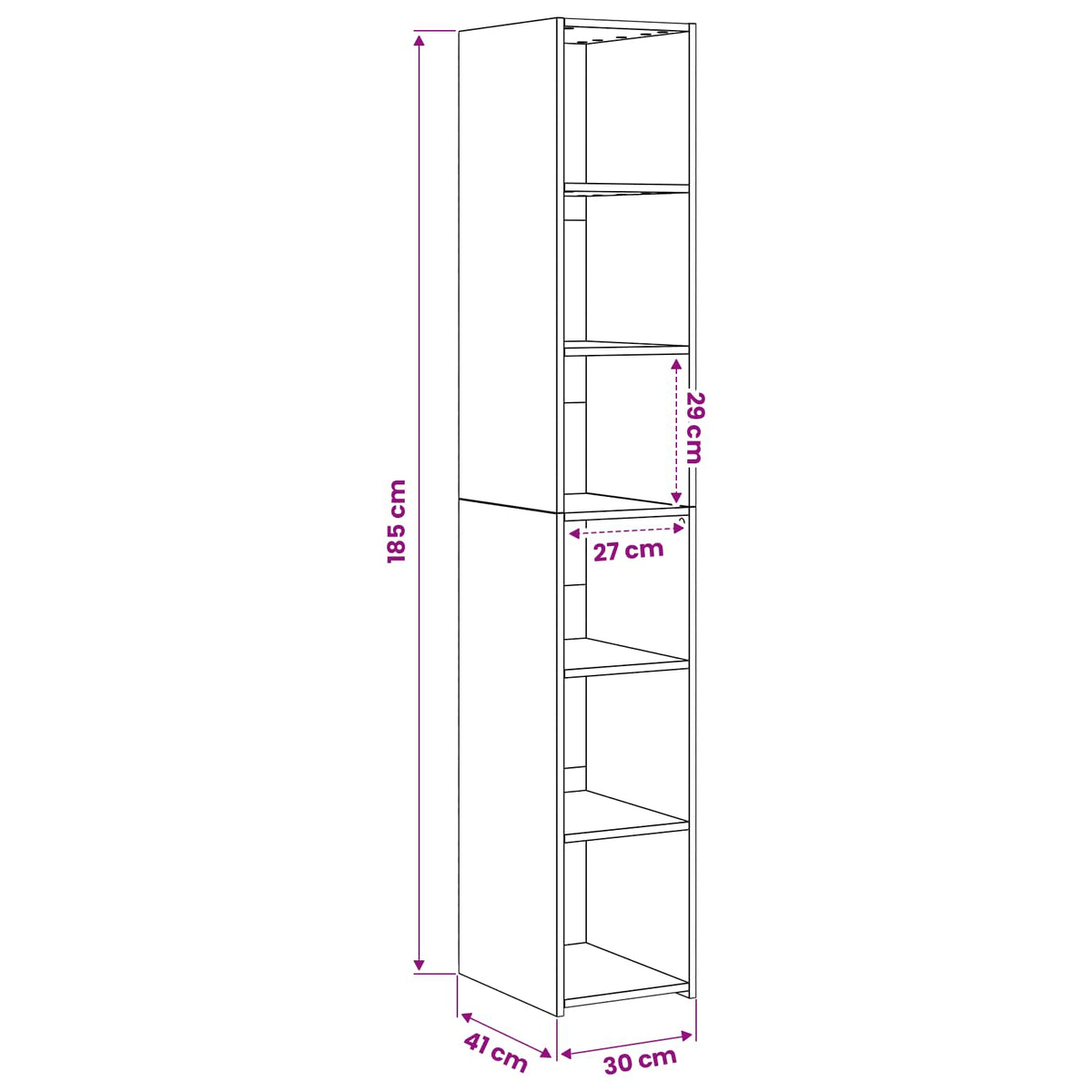 Highboard Hrast artisan 30 x 41 x 185 cm Konstruirano drvo