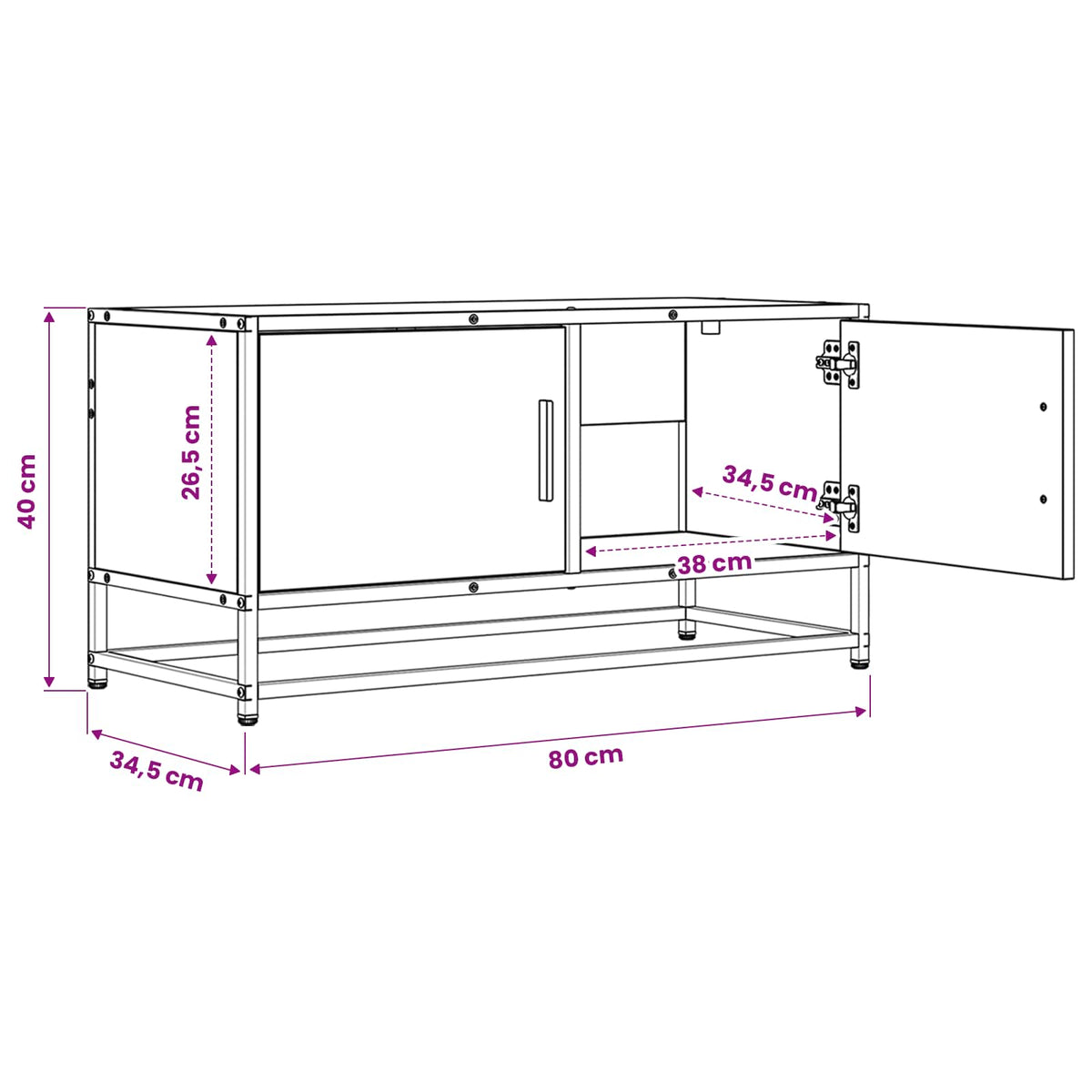 TV ormar 80 x 34,5 x 40 cm Crni hrast Konstruirano drvo