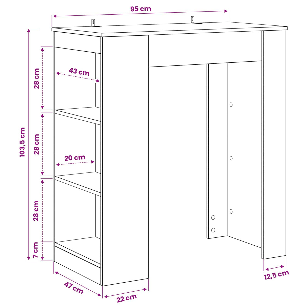 Stol za bar 95 x 47 x 103,5 cm Konstruirano drvo Crni hrast