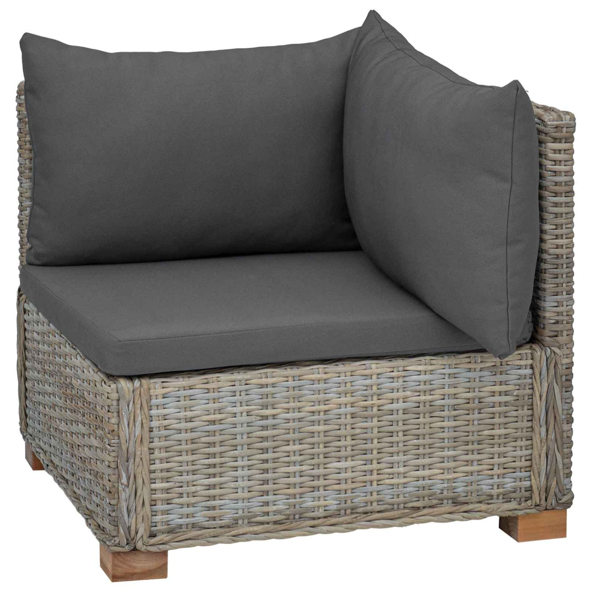 Kutna sofa s jastucima GENDT Prirodni ratan Kubu siva