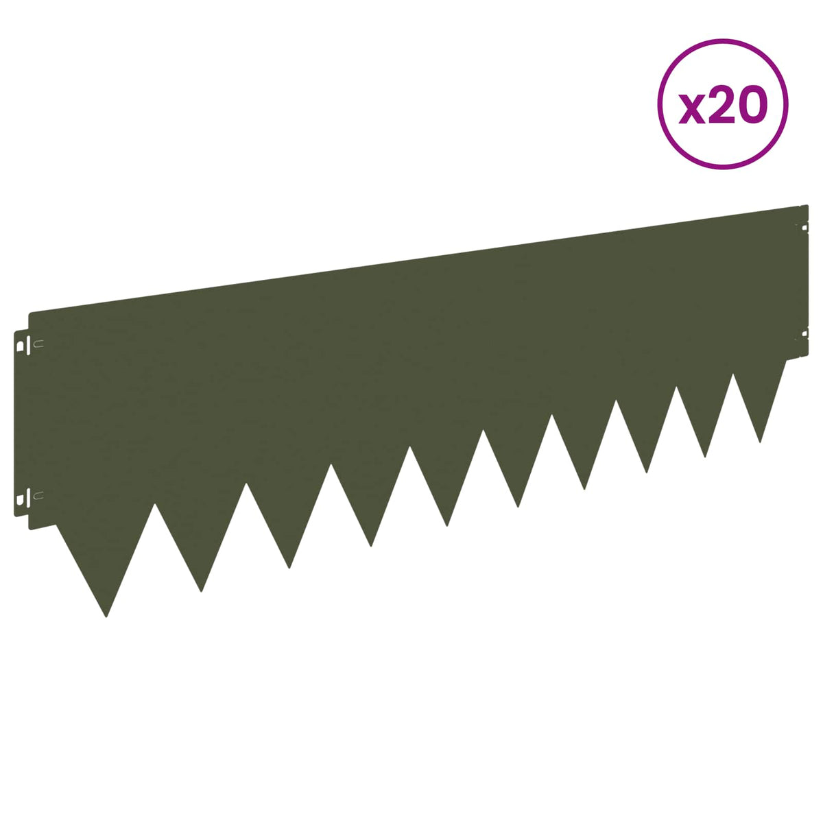 Ograda oko Travnjaka 20 pcs 103 x 30 cm metal Maslinastozelena