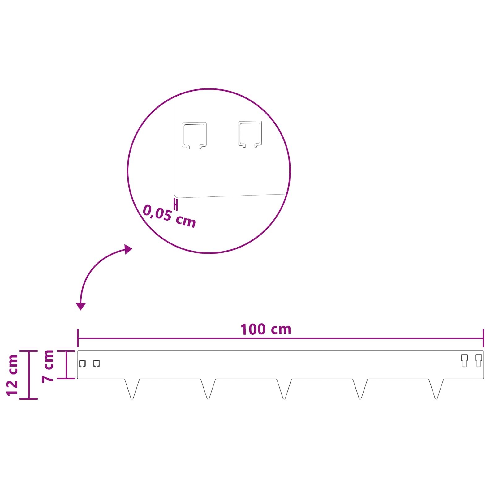 Ograda oko Travnjaka 10 pcs 100 x 12 cm Čelik Antracit