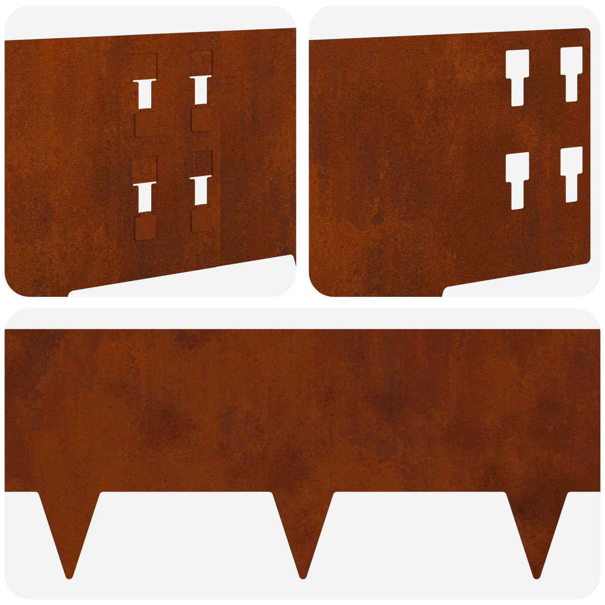 Ograda oko Travnjaka 10 pcs 100 x 20 cm Čelik Rđa