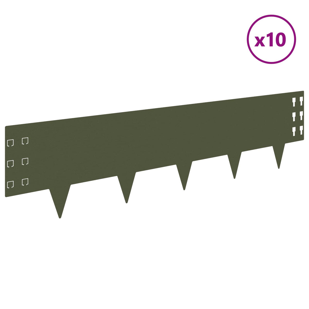 Ograda oko Travnjaka 10 pcs 100 x 25 cm Čelik Maslinastozelena