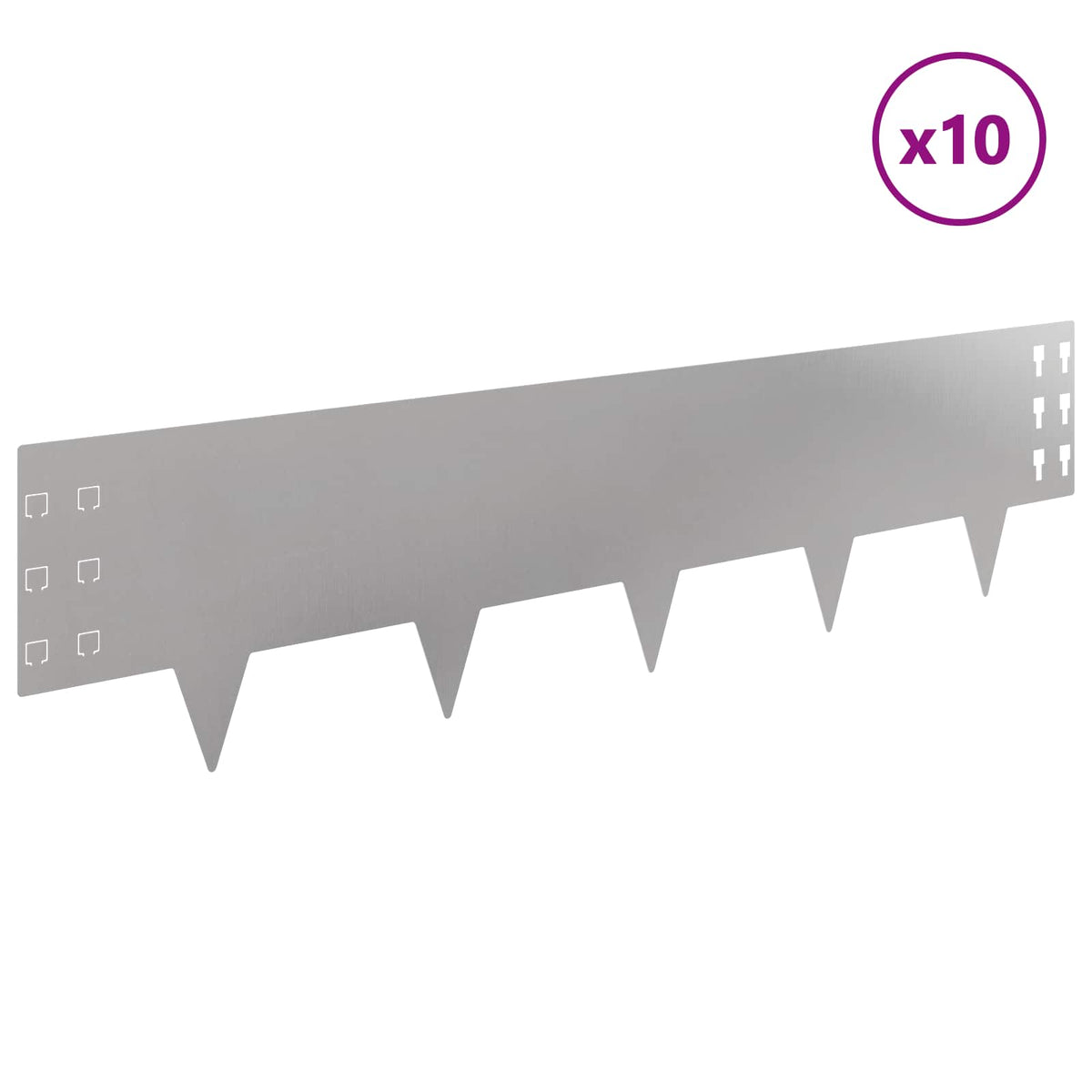 Ograda oko Travnjaka 10 pcs 100 x 25 cm Čelik Srebrna