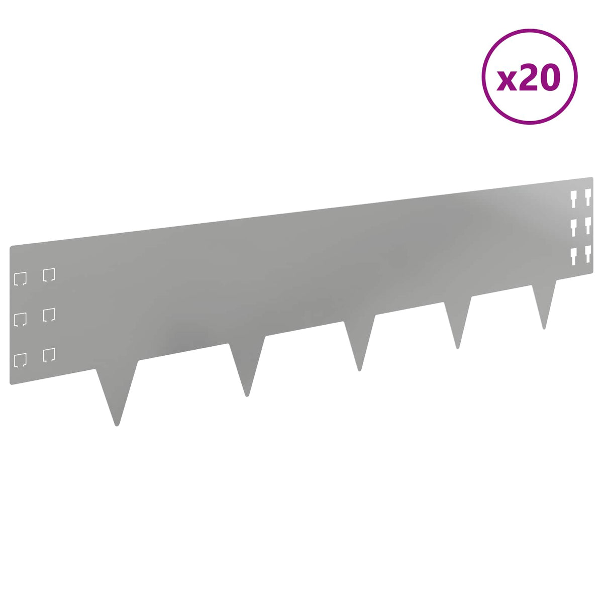 Ograda oko Travnjaka 20 pcs 100 x 25 cm Čelik Srebrna