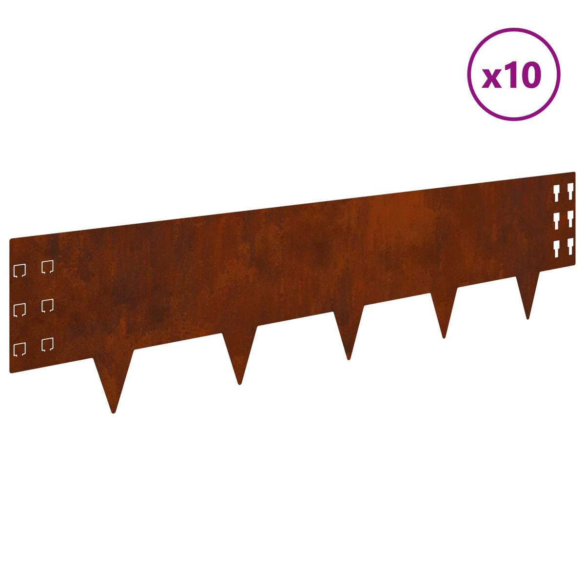 Ograda oko Travnjaka 10 pcs 100 x 25 cm Čelik Rđa